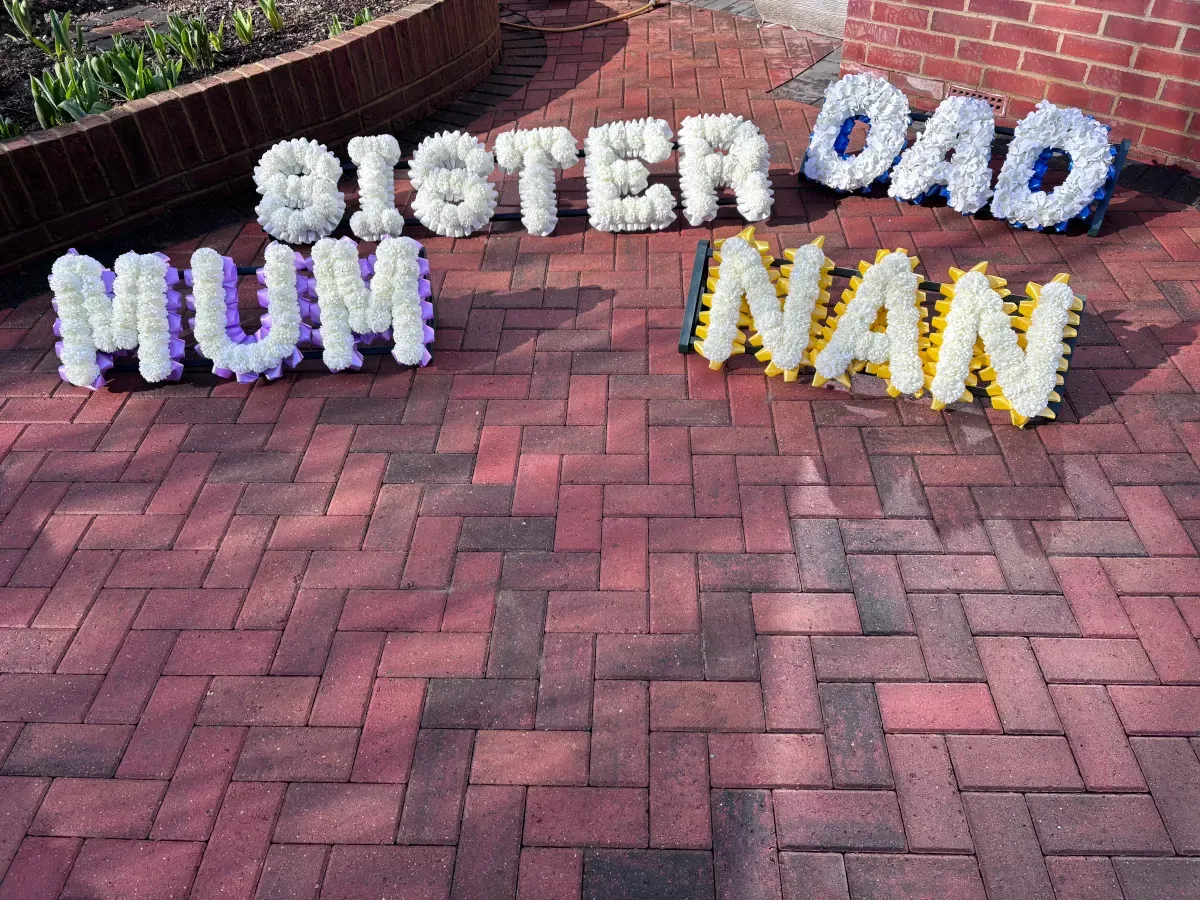 Silk letter tributes, faux flower hire from Blooming Tales, East Kent